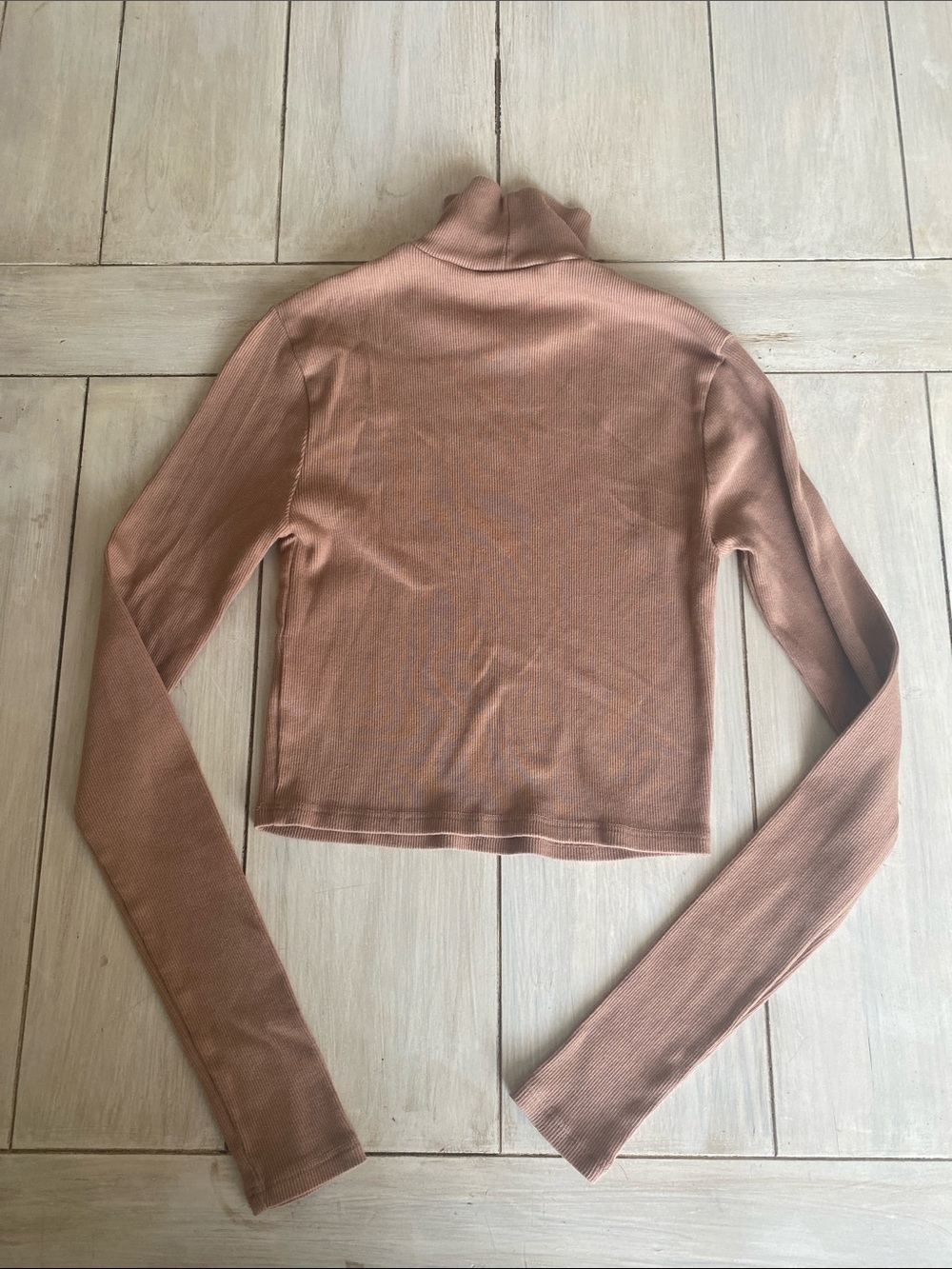 Reformation Tan Ribbed Basic Cropped Turtleneck Small - Picture 3 of 3